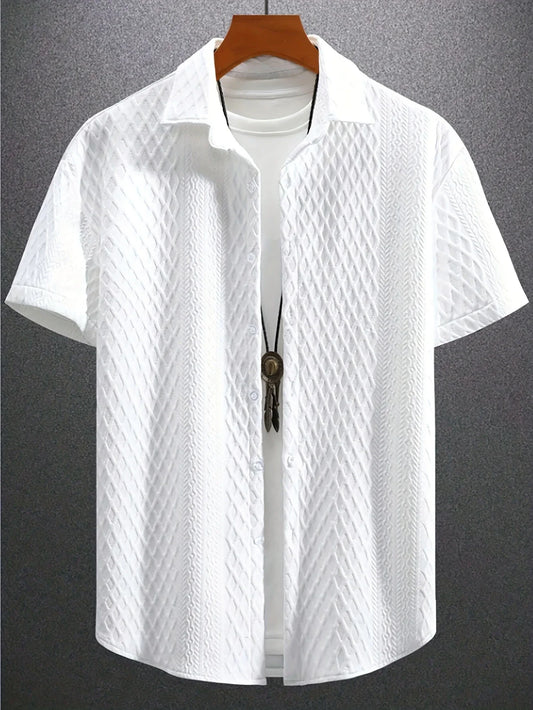 Men’s Summer Jacquard Button-Down Shirt